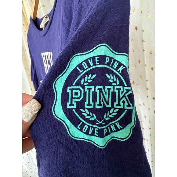 Victoria's Secret PINK Logo Hey What's Up Hello Graphic Text T-Shirt XS - Picture 4 of 5